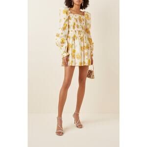 The Vampire’s Wife Frill Killer Mini Dress Yellow White Liberty Print Cotton Med